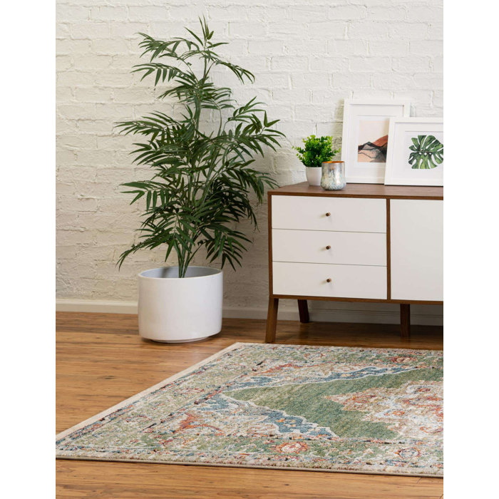 Bungalow Rose Dederang Performance Green Rug & Reviews Wayfair